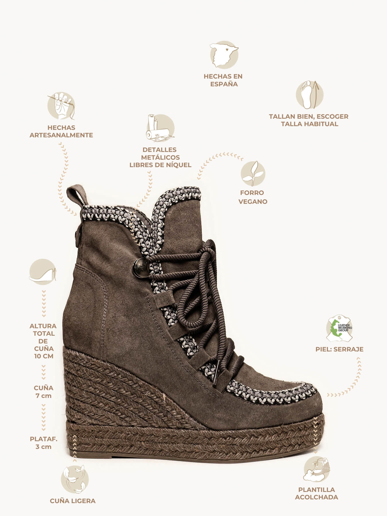 Abedul Cuña Alta Serraje Gris Oscuro