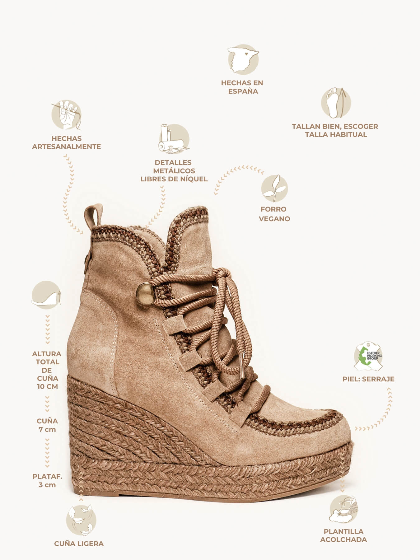 Abedul Cuña Alta Serraje Taupe