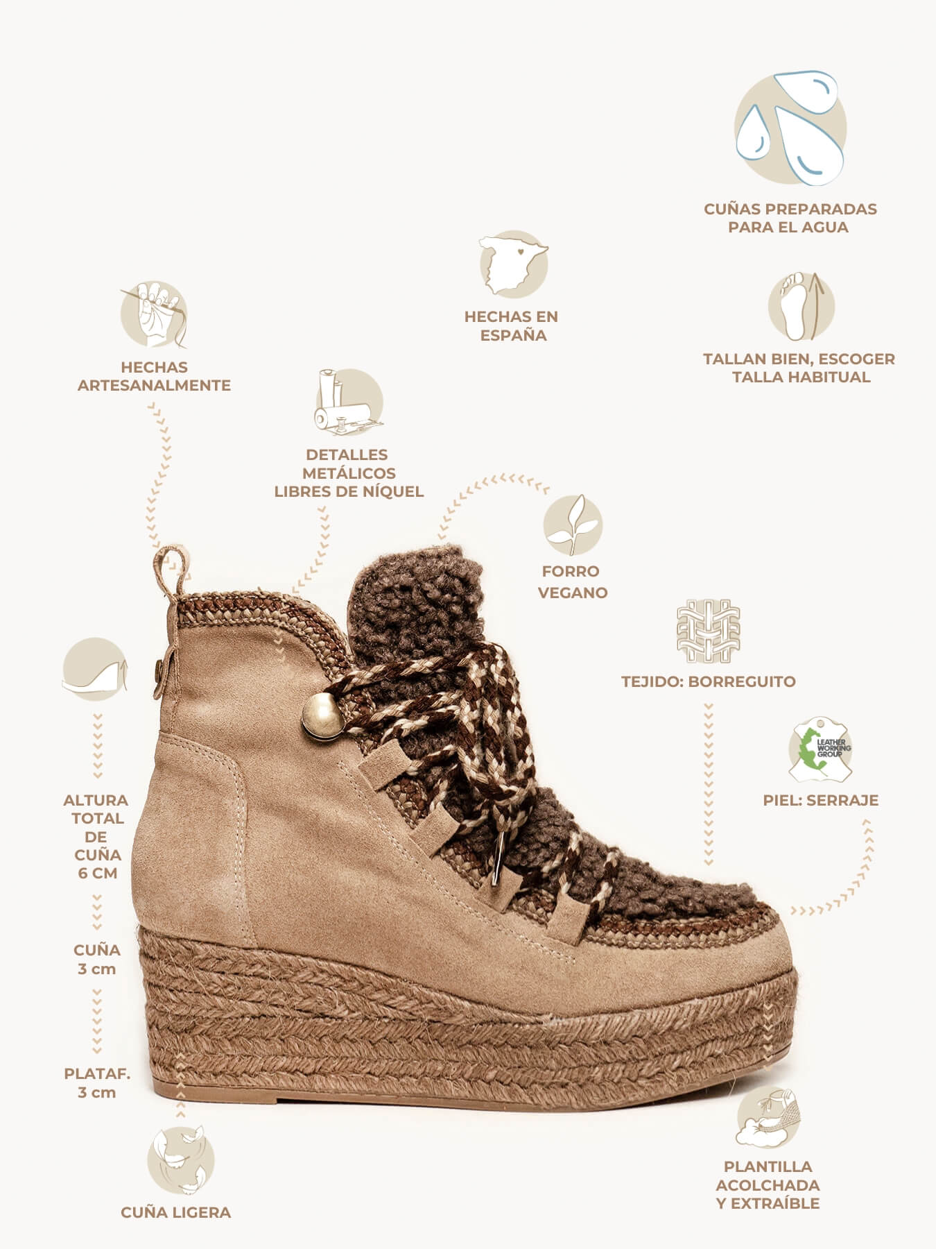 Abedul Plataforma Borrego Taupe