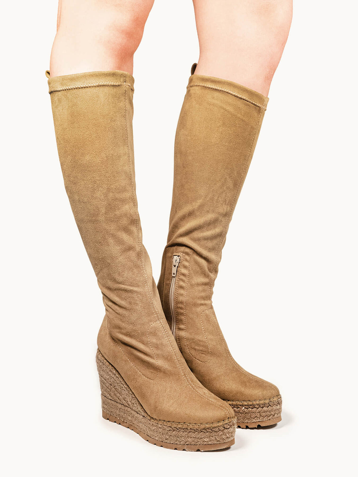 Abeto Cuña 10,5 cm Ante Elástico Taupe