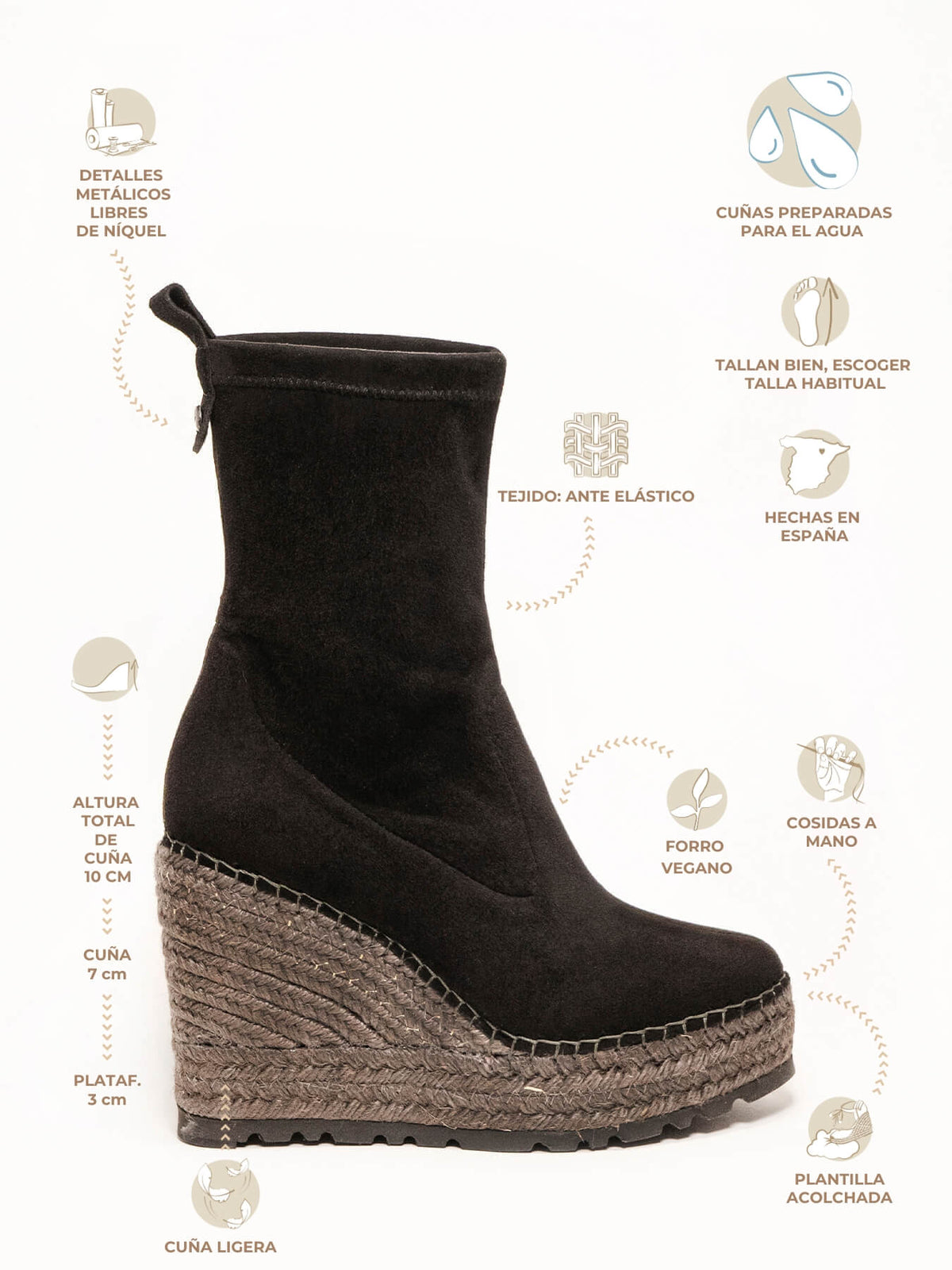 Álamo Wedge High Elastic Black