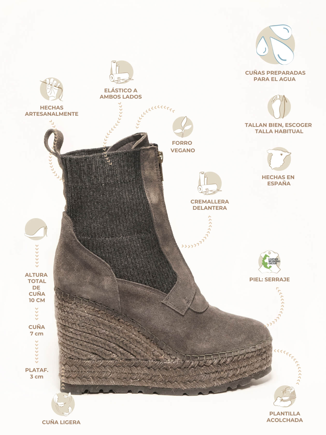 Enebro Compensée Haute Gris Foncé