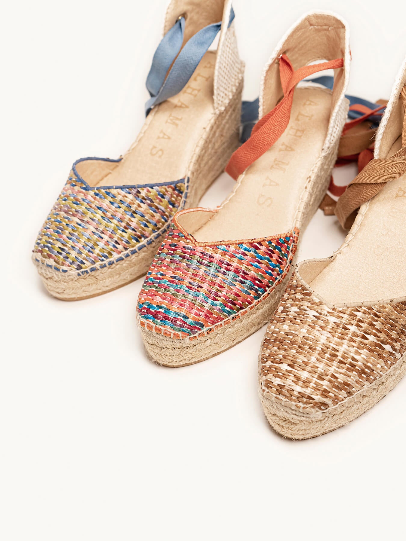 Romero Cuña Media Plataforma Rafia Multi Azul