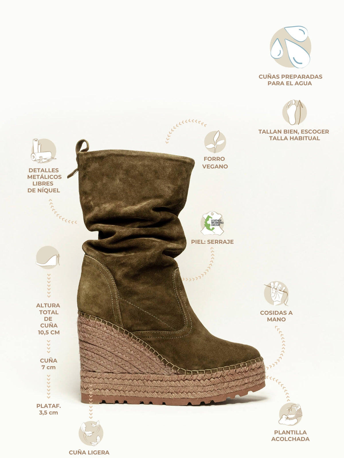 Sauce Cuña 10,5 cm Serraje Verde Kaki