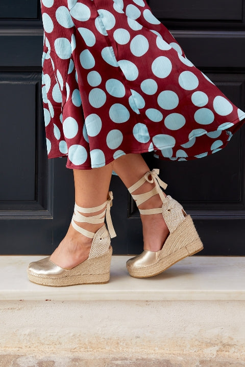 Romero Cuña Alta Ante Metal Oro