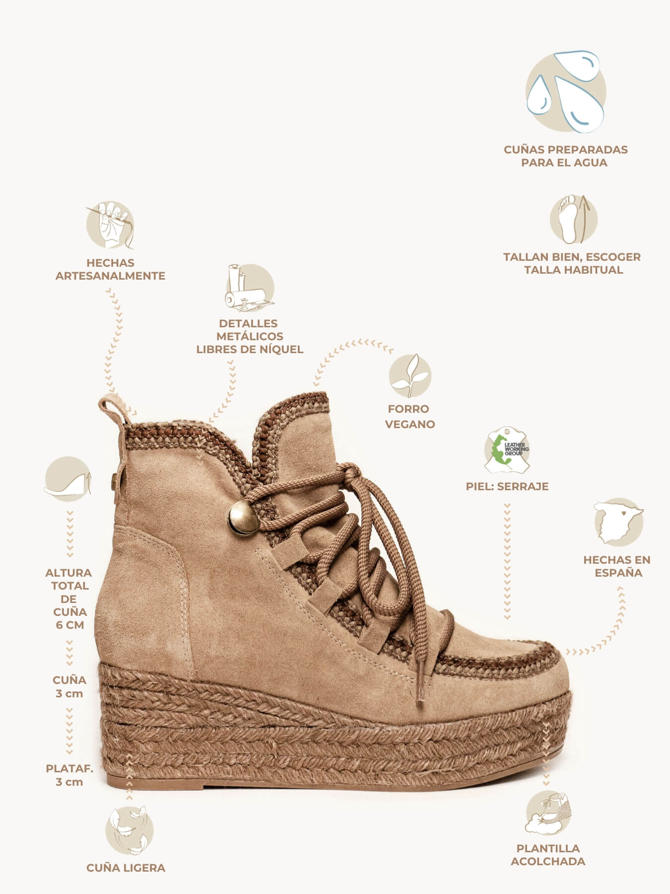 Abedul Plataforma Camurça Taupe