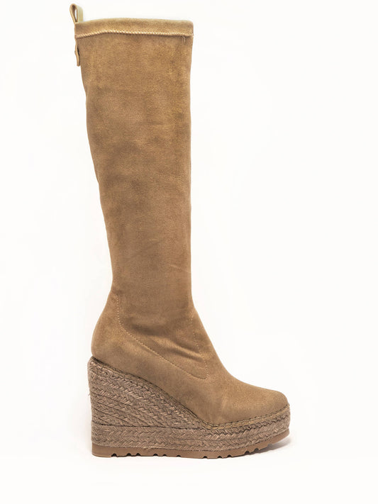 Abeto Cuña 10,5 cm Ante Elástico Taupe