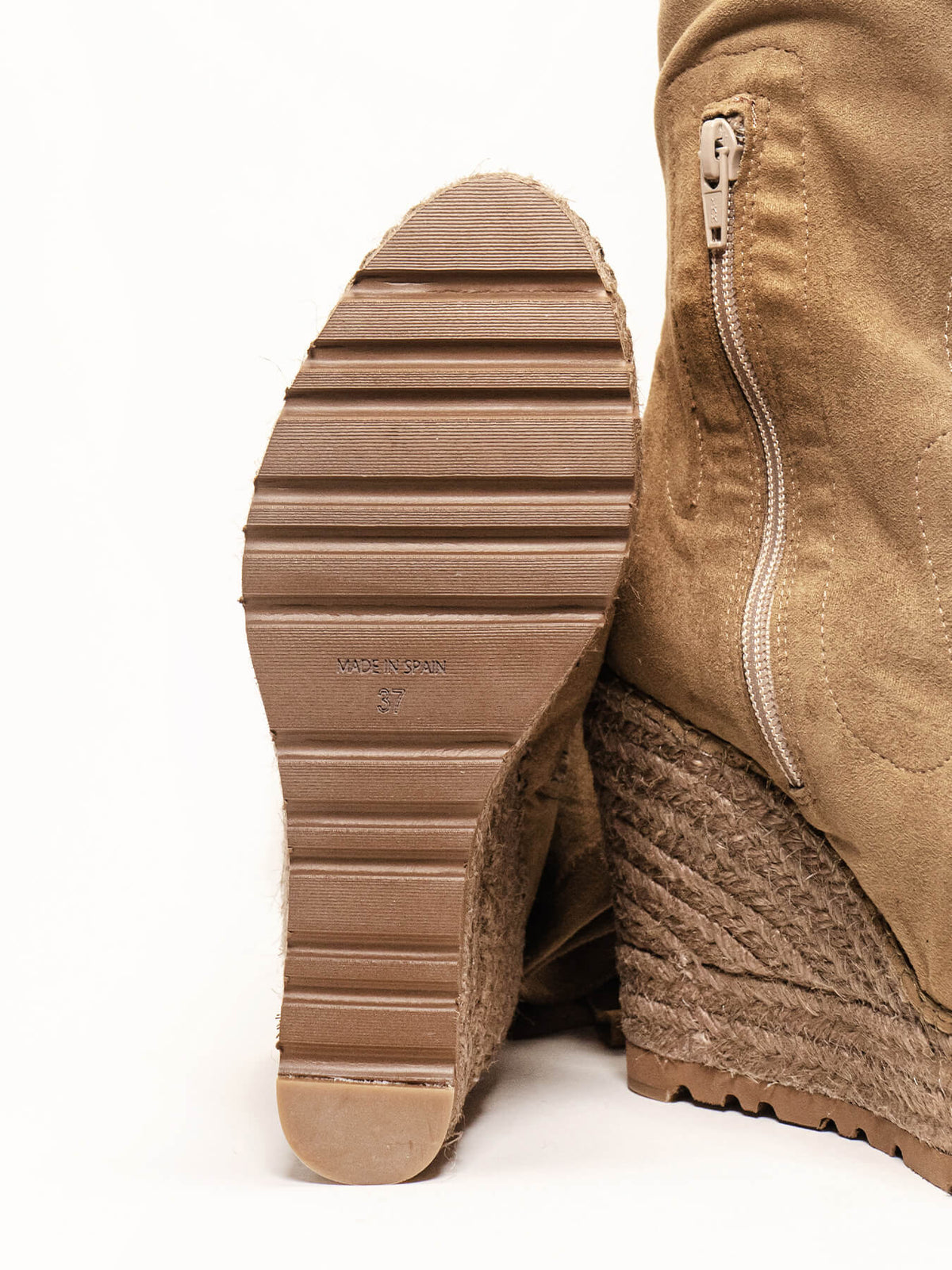 Abeto Cuña 10,5 cm Ante Elástico Taupe
