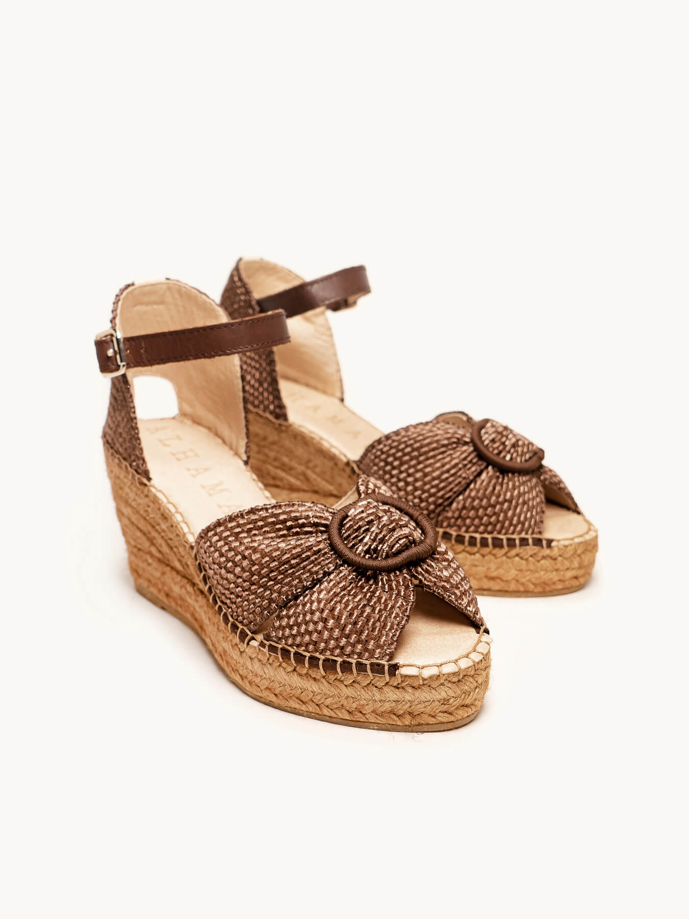 Amapola Cuña Media Plataforma Rayon Marron Oscuro