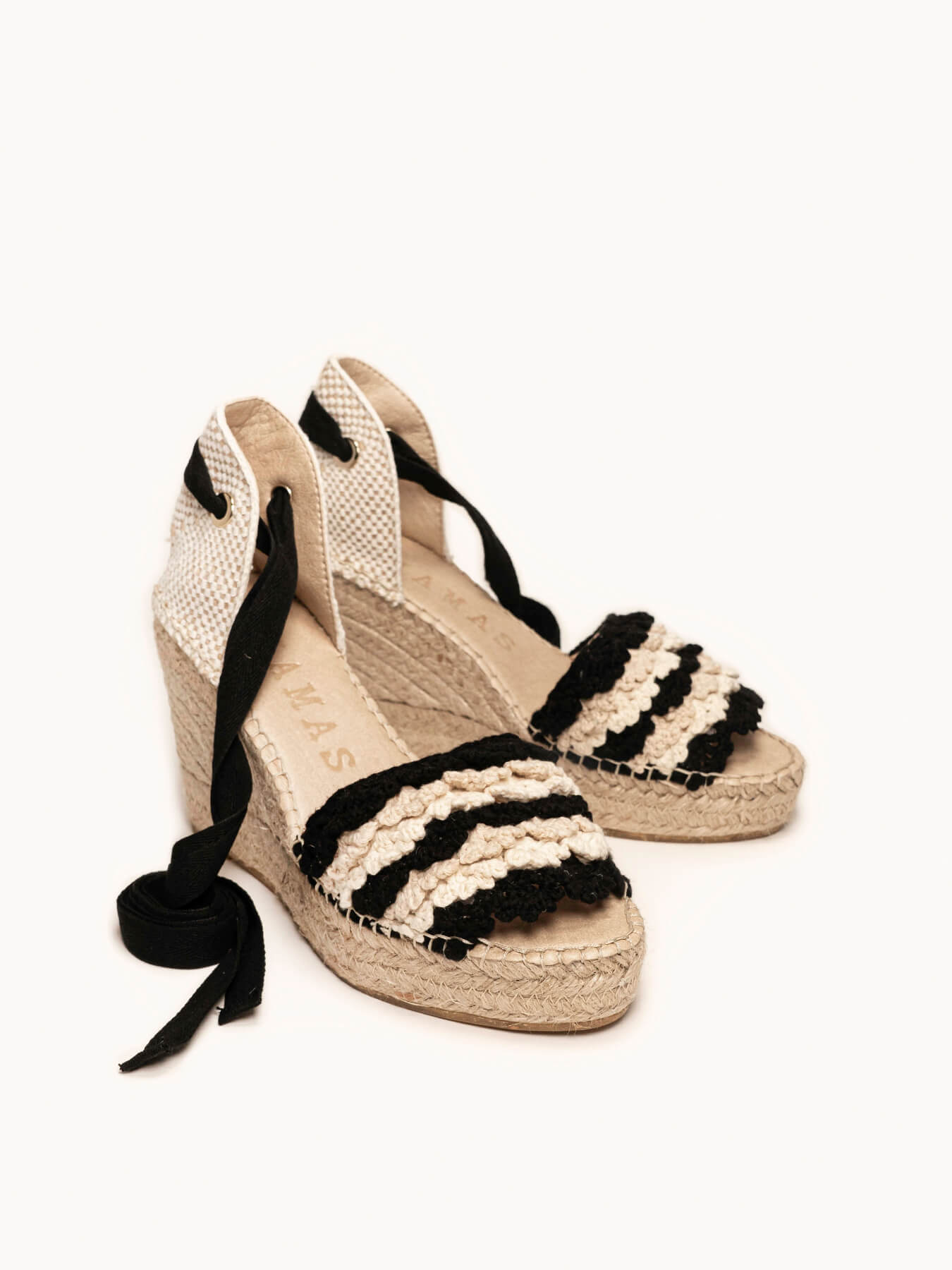 Aulaga High Wedge Crochet Volants Noir