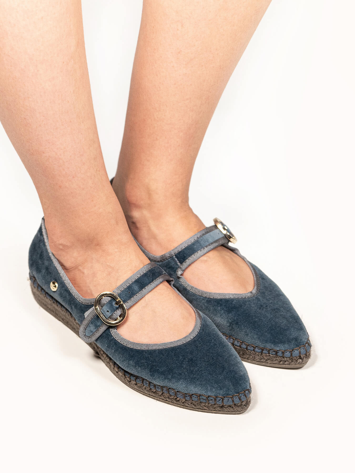 Azucena Wedge Velvet Blue Jeans