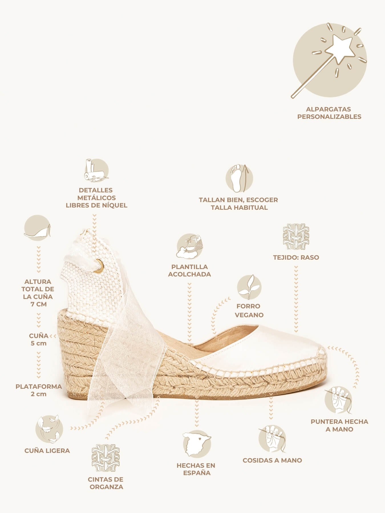 Cala Cuña Media Raso Blanco