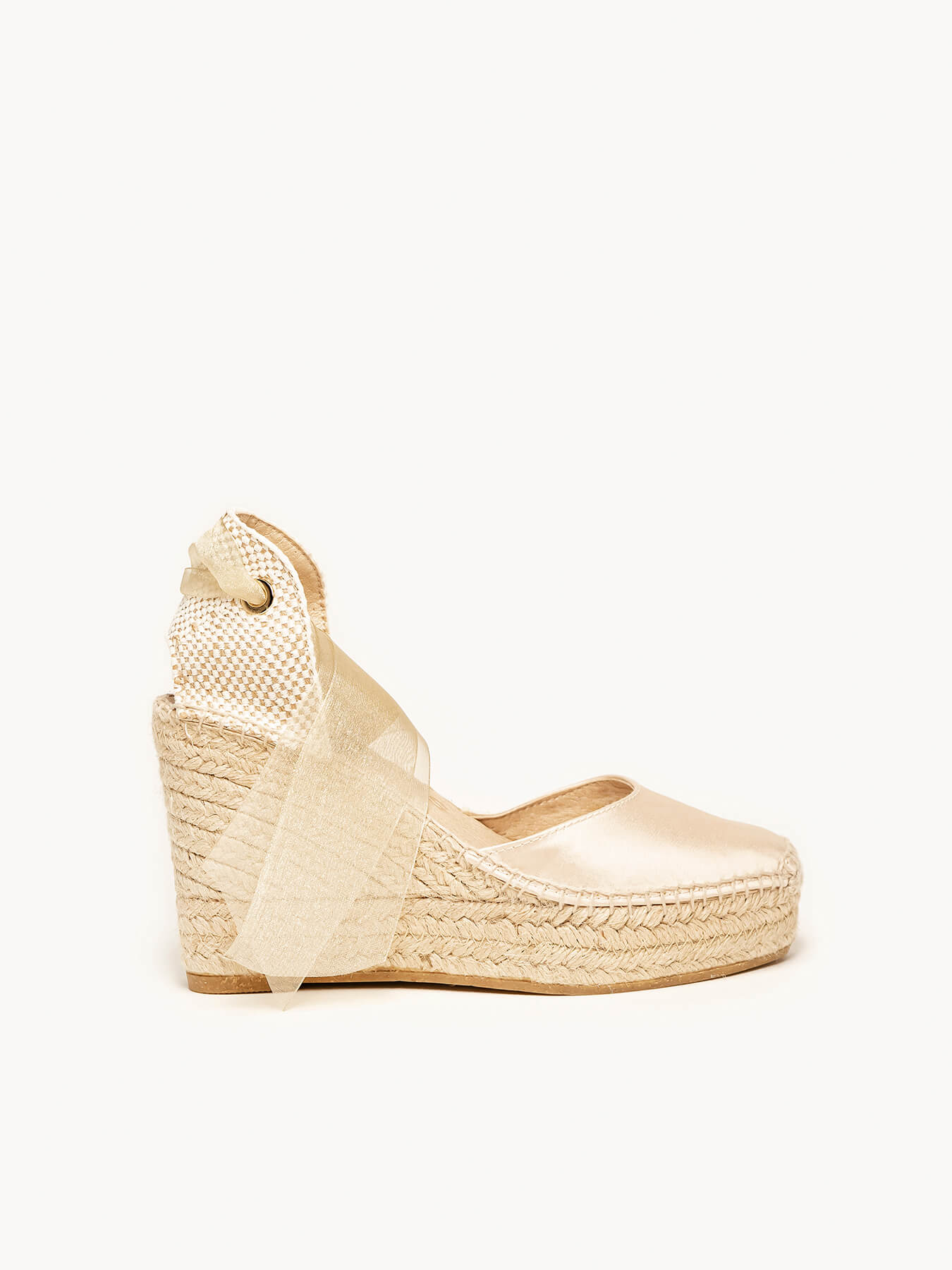 Cala Compensée Haute Satin Ecru