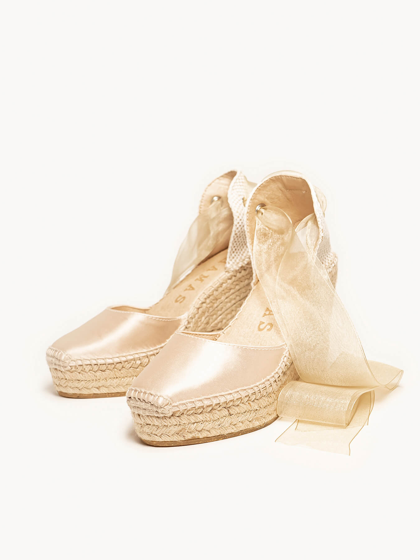 Cala Compensée Haute Satin Ecru