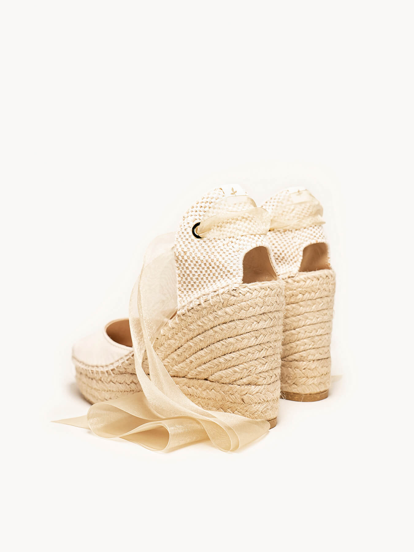 Cala Compensée Haute Satin Ecru