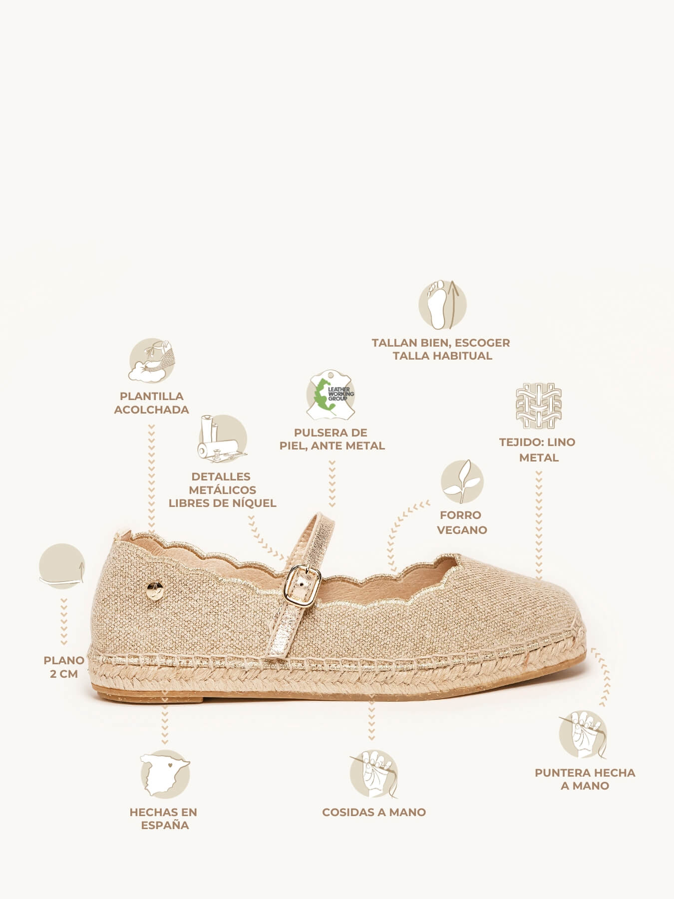 Campanilla Lino Metal Oro