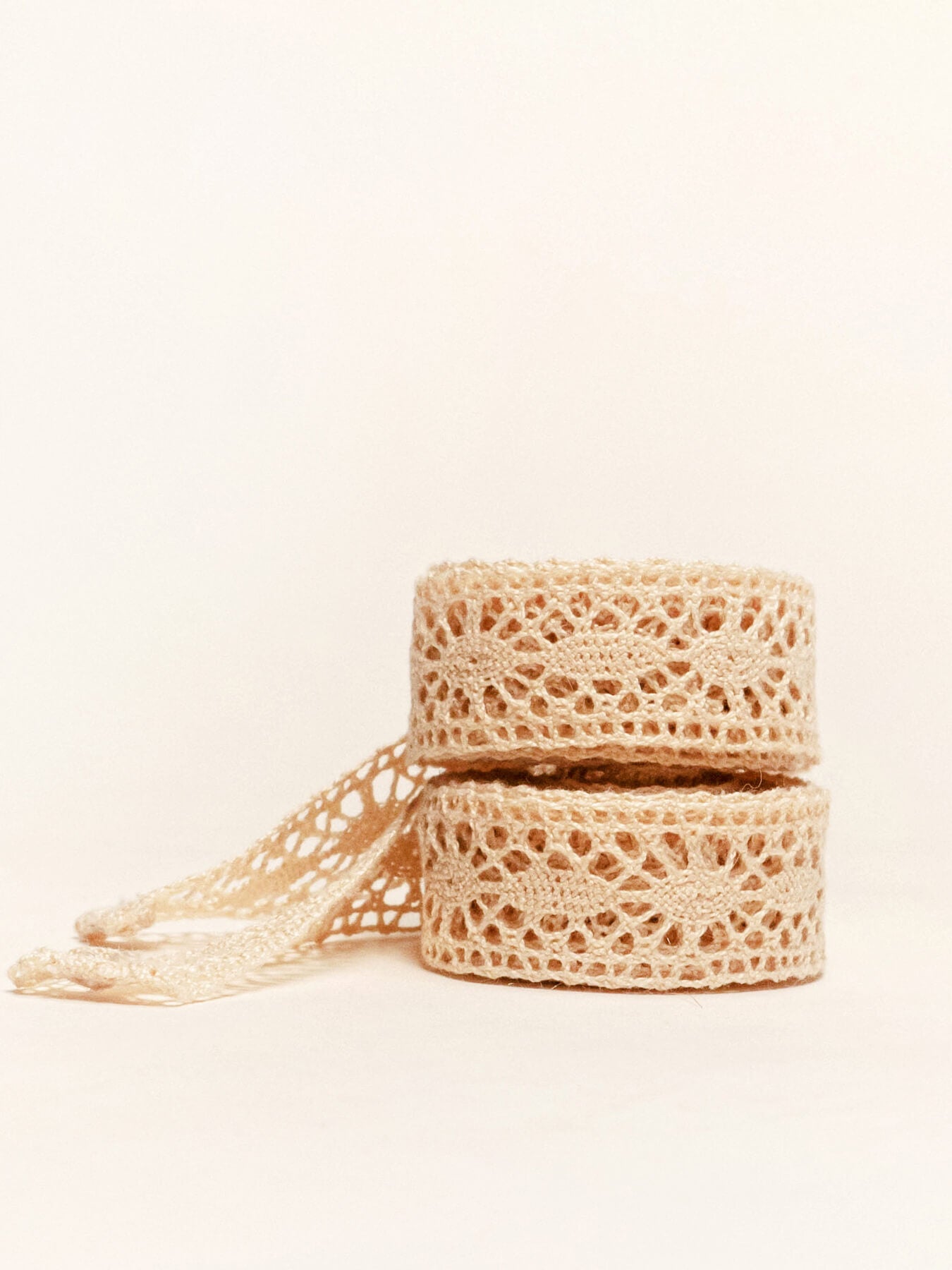 Pack Espadrilles Cunhas Altas Cetim Ecru + Fita Crochet S Areia