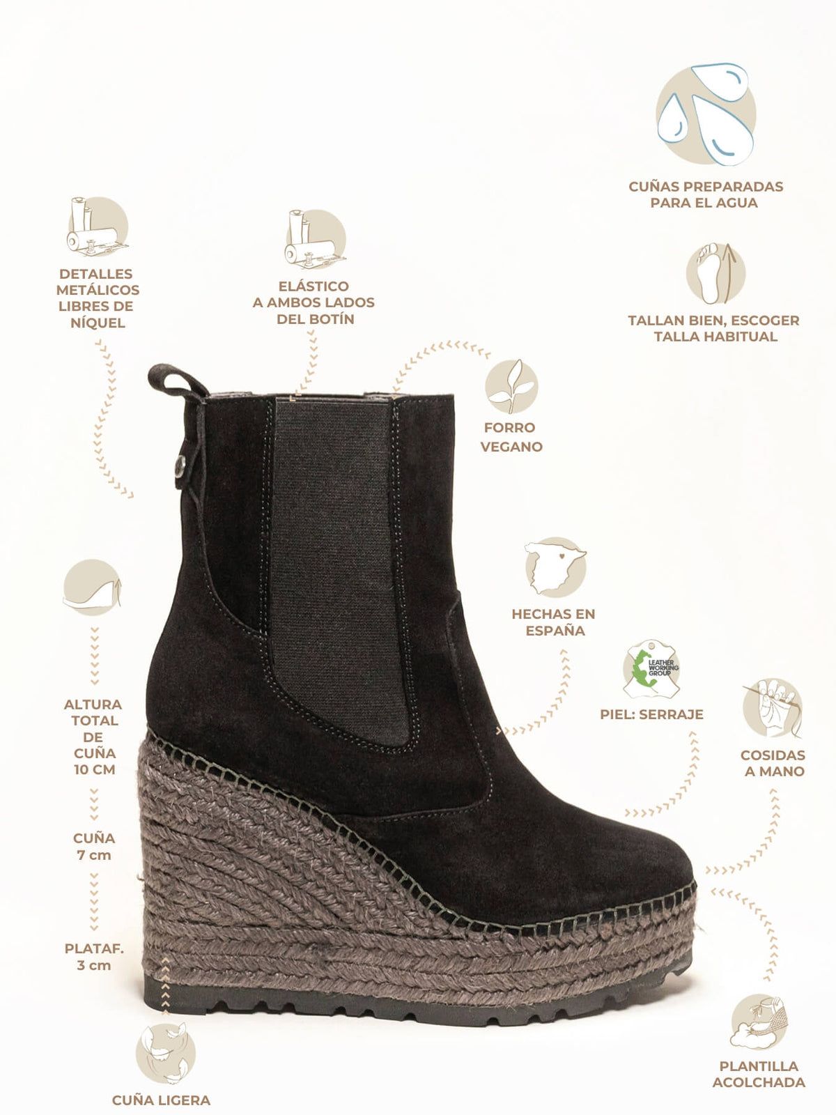 Ciprés Cuña 10,5 cm Serraje Negro
