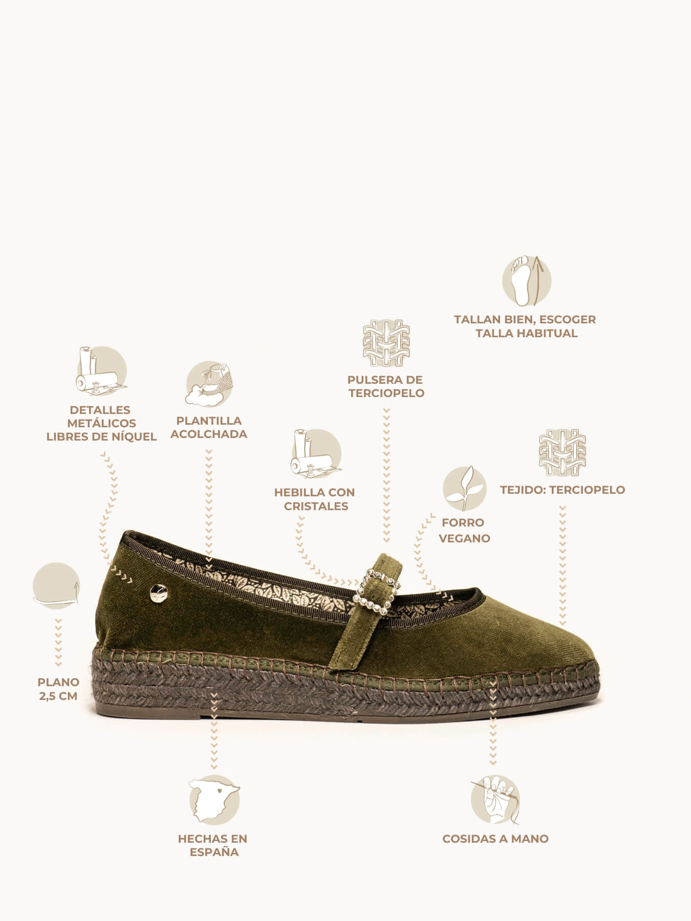 Gardenia Tertiary Hair Crystal Khaki Green