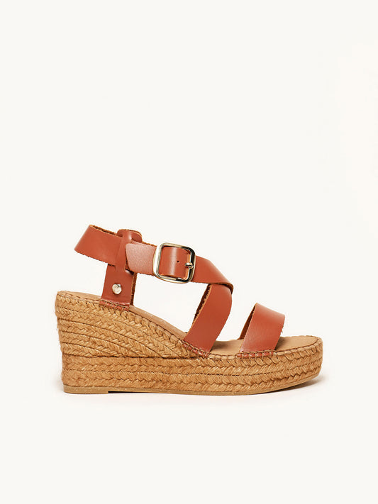 PREORDER - Jade Cuña 8 cm Vaqueta Marrón Claro