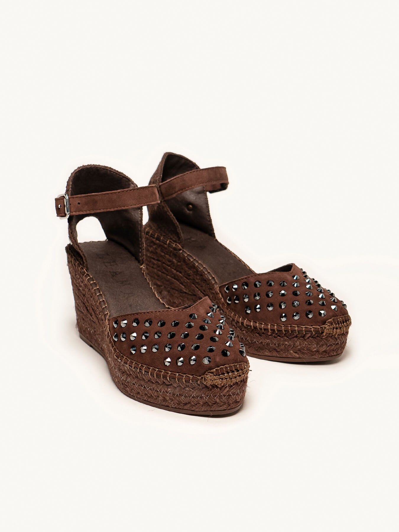 Jara Cuña 8 cm Ante Marrón Oscuro