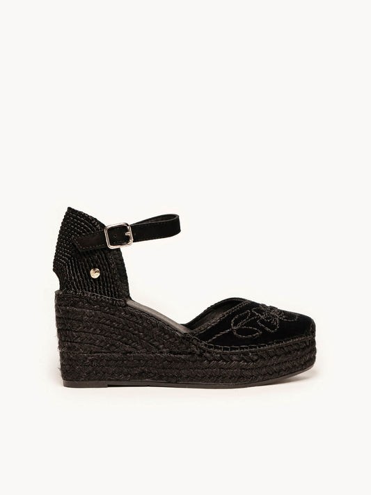 Jara Cuña 8 cm Bordado Negro