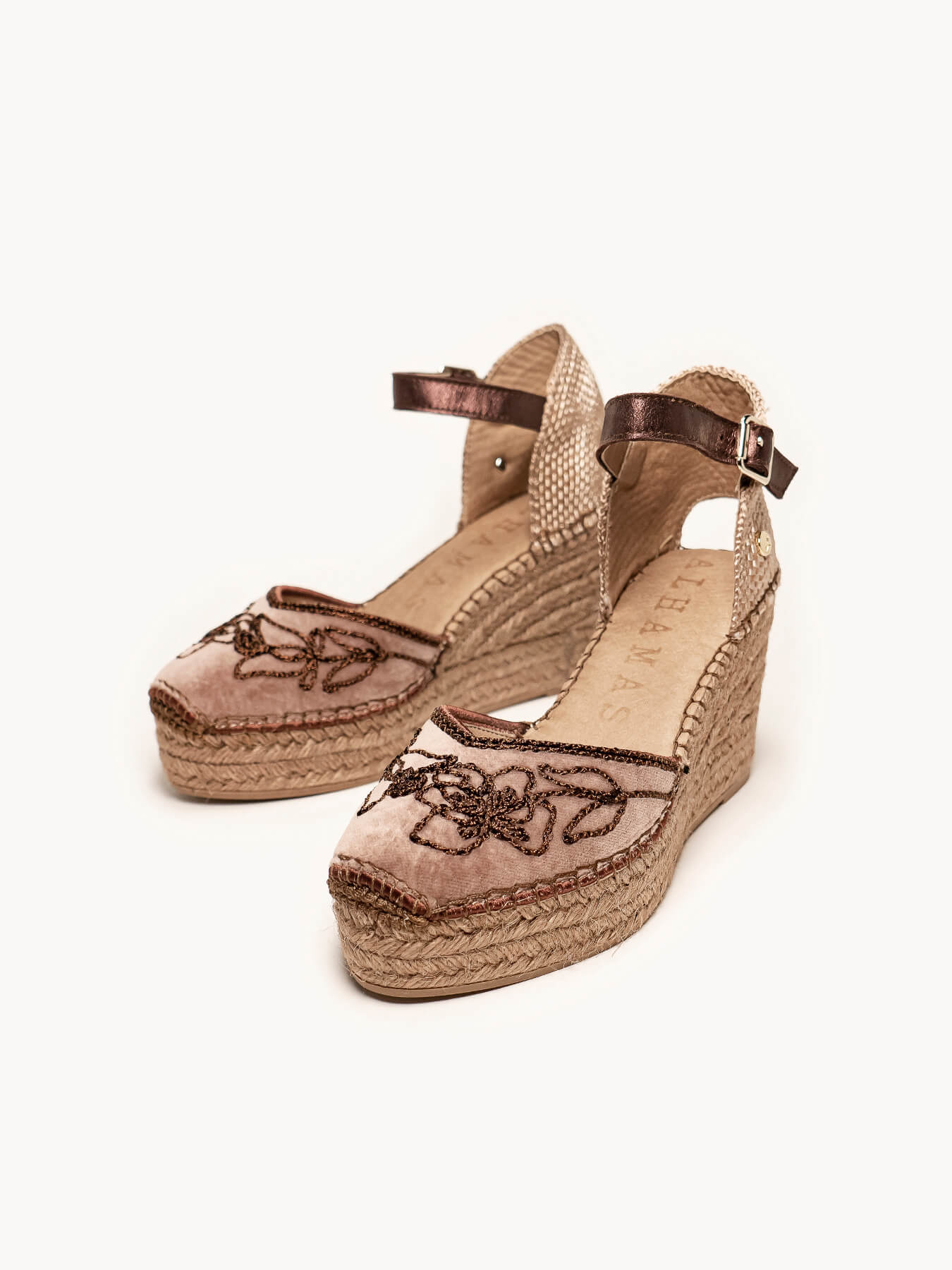 Jara Cuña 8 cm Bordado Taupe