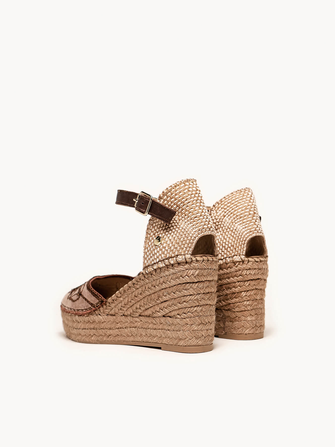 Jara Cuña 8 cm Bordado Taupe