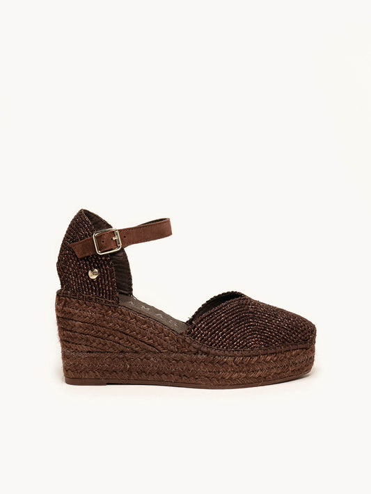 Jara Cuña 8 cm Trenzado Marrón Oscuro