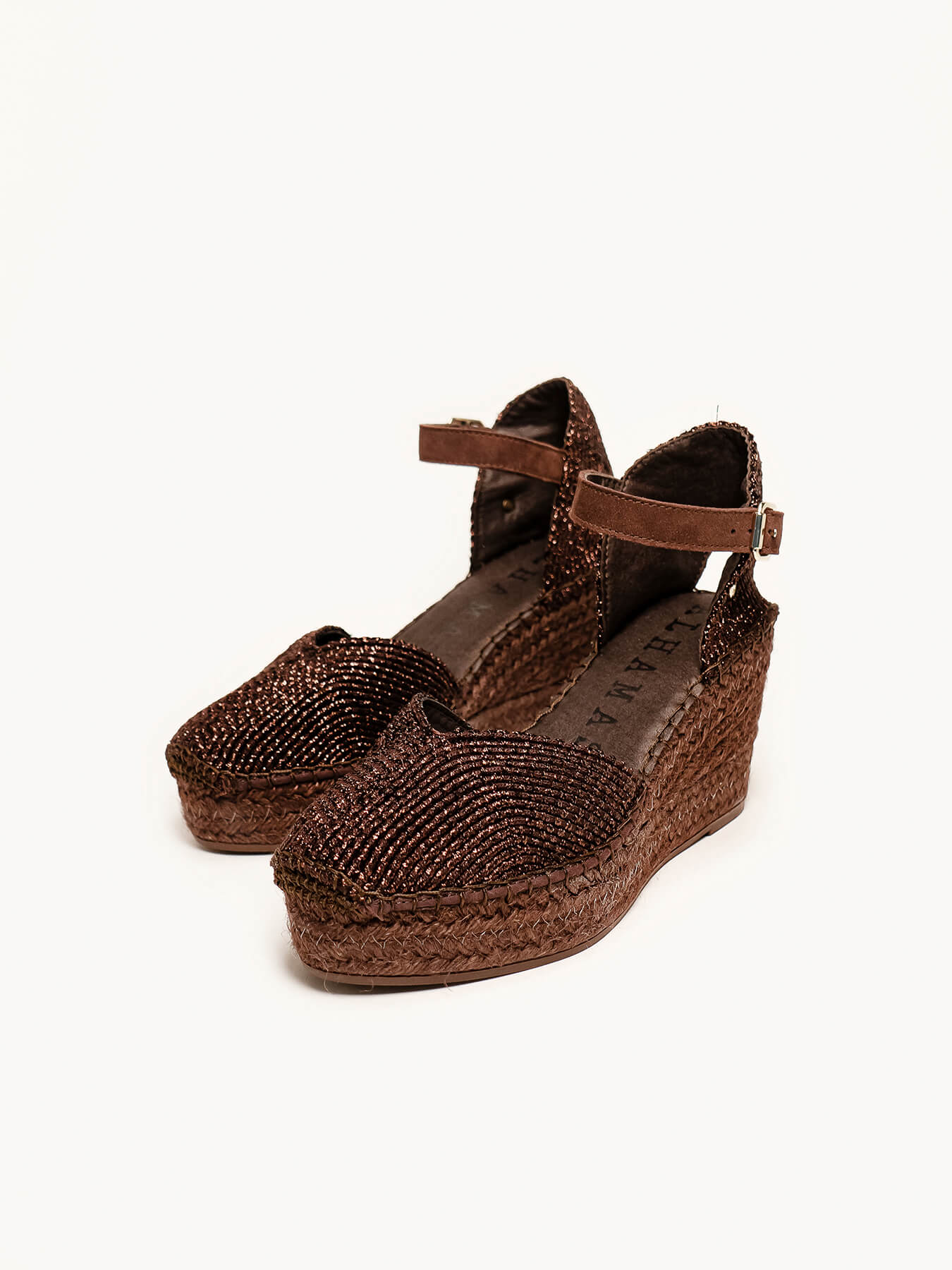 Jara Cuña 8 cm Trenzado Marrón Oscuro