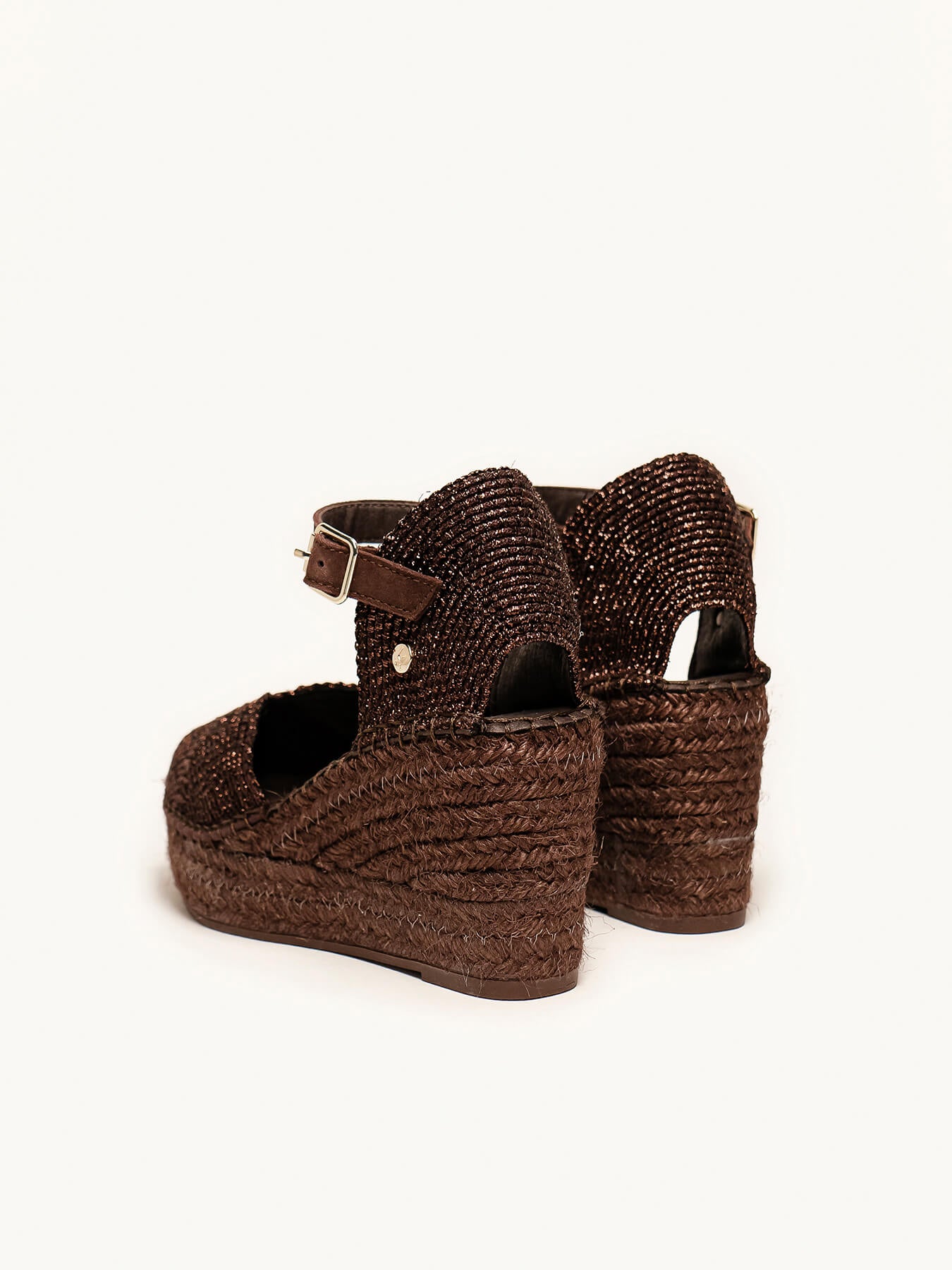 Jara Cuña 8 cm Trenzado Marrón Oscuro