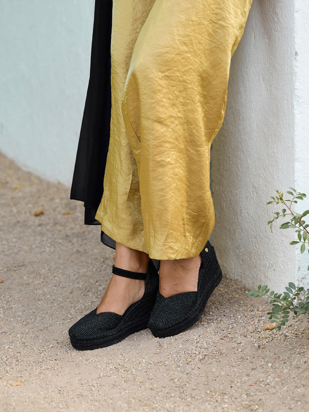 Jara Cuña 8 cm Trenzado Negro