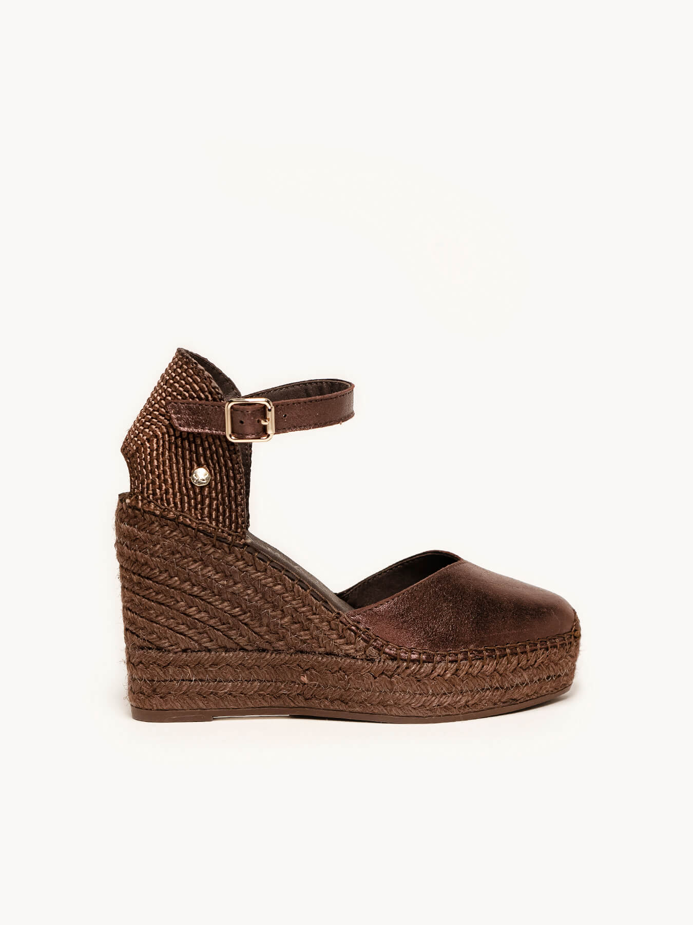 Jara Cuña 10 cm Ante Metal Marrón Oscuro