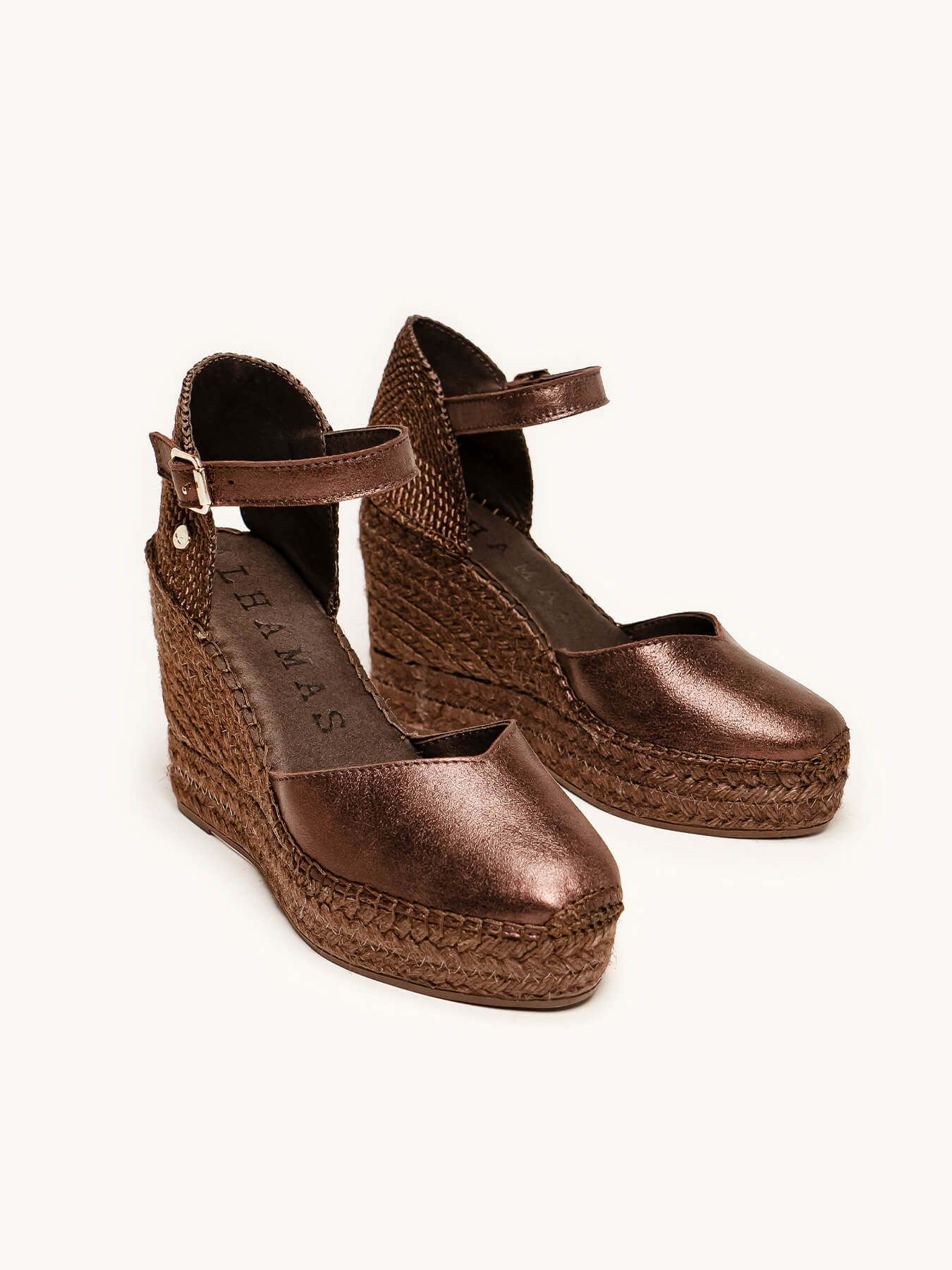 Jara Cuña 10 cm Ante Metal Marrón Oscuro
