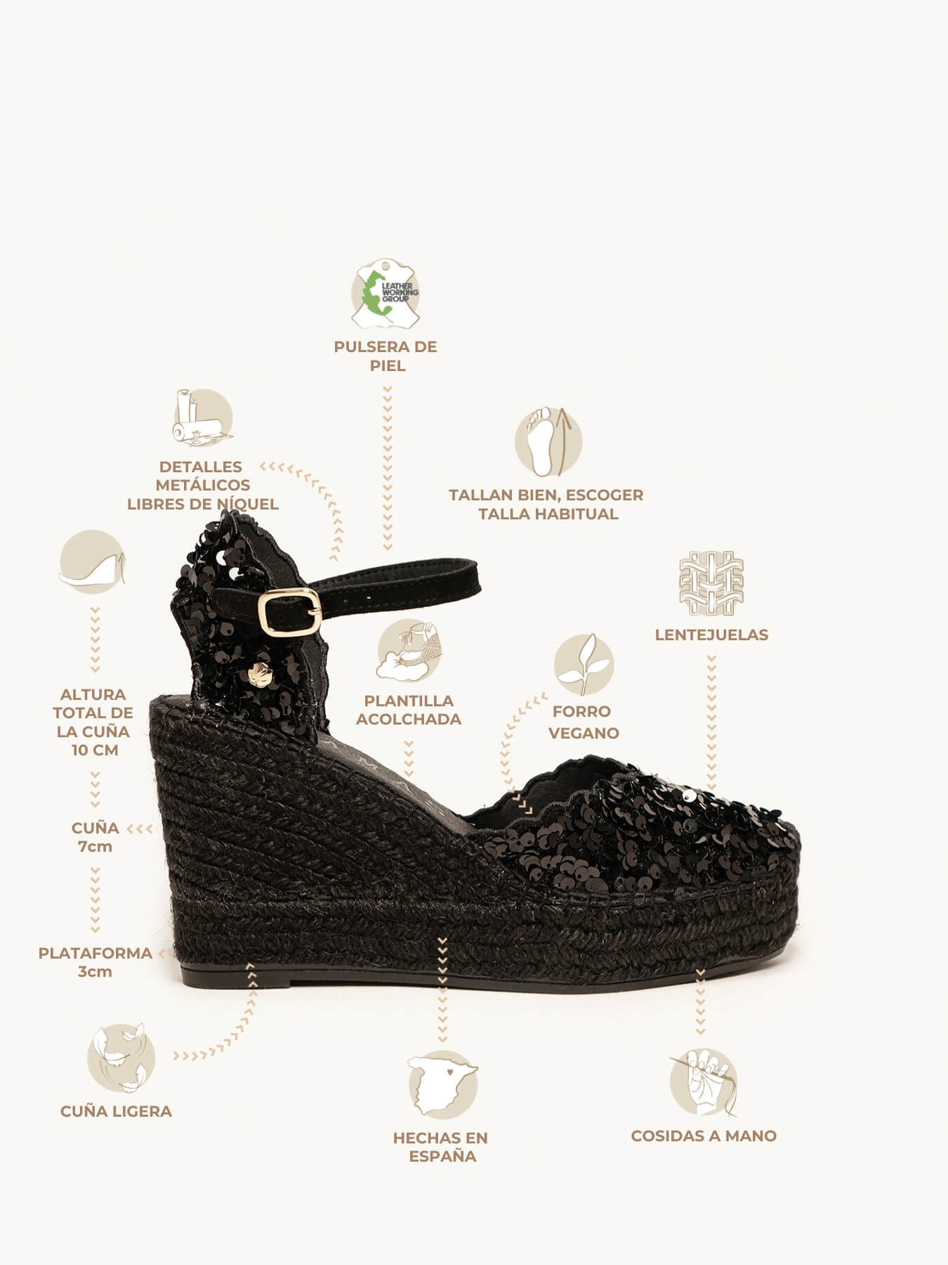 Jara Cuña Alta Lentejuelas Negro