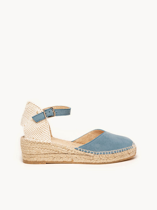 Jara Cuña Baja Ante Azul Jeans