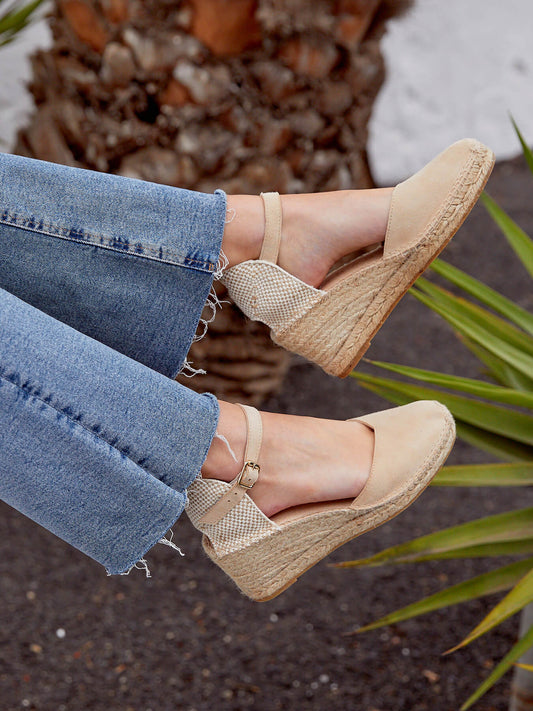 Jara 7 cm Wedge Suede Sand