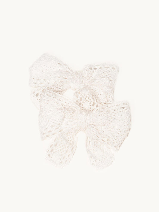 White Crochet Bow