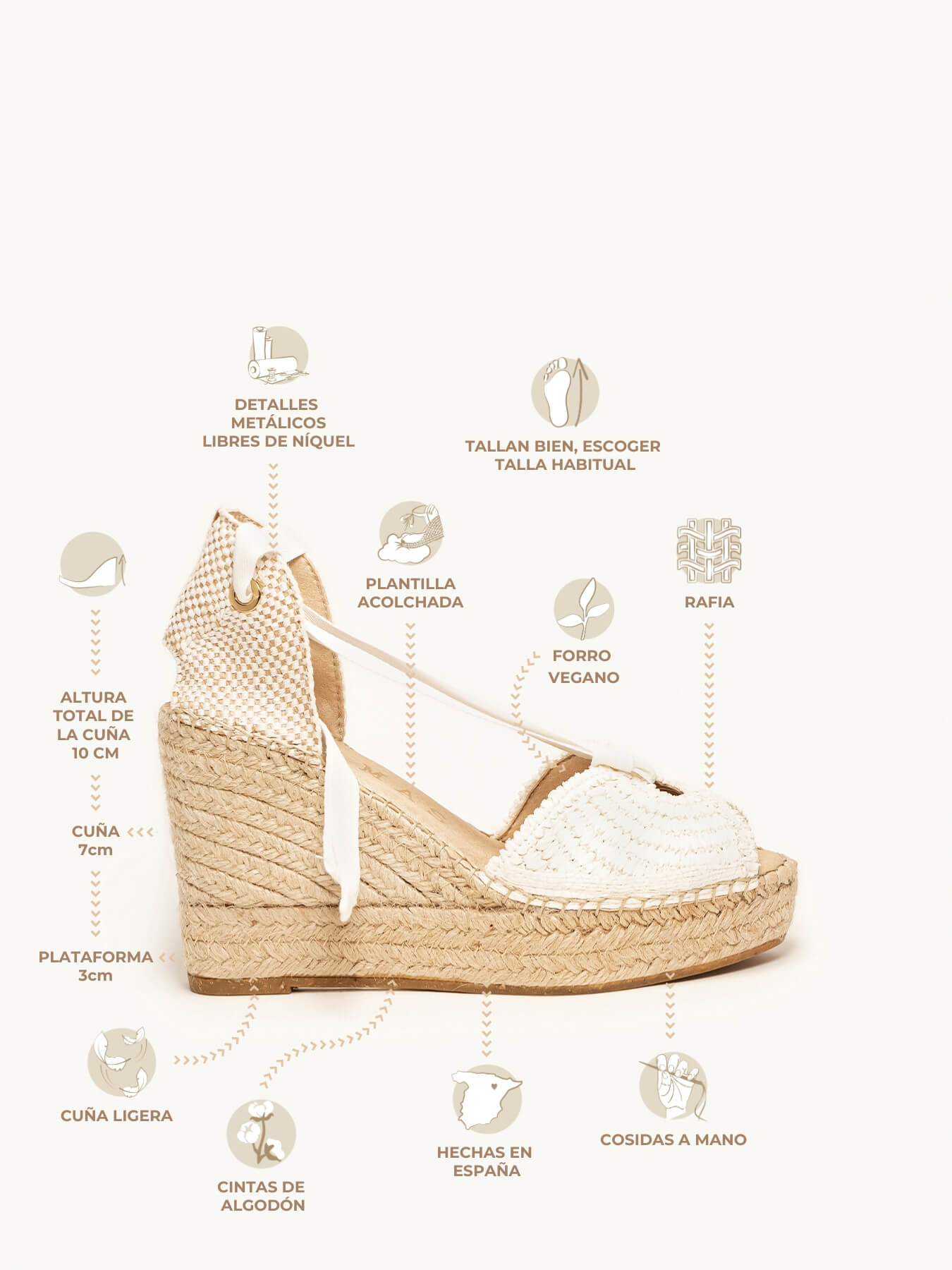 Lirio Cuña Alta Rafia Cintas Blanco