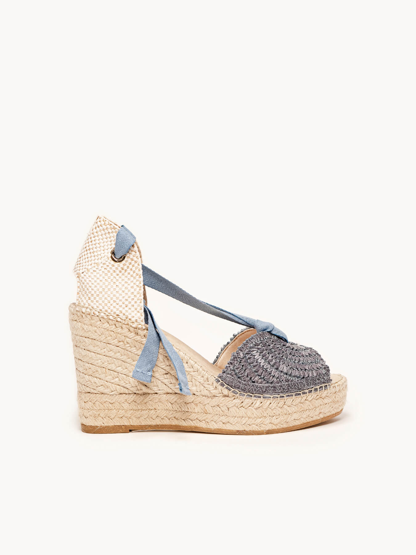 Lirio 10 cm Wedge Raffia Denim Blue
