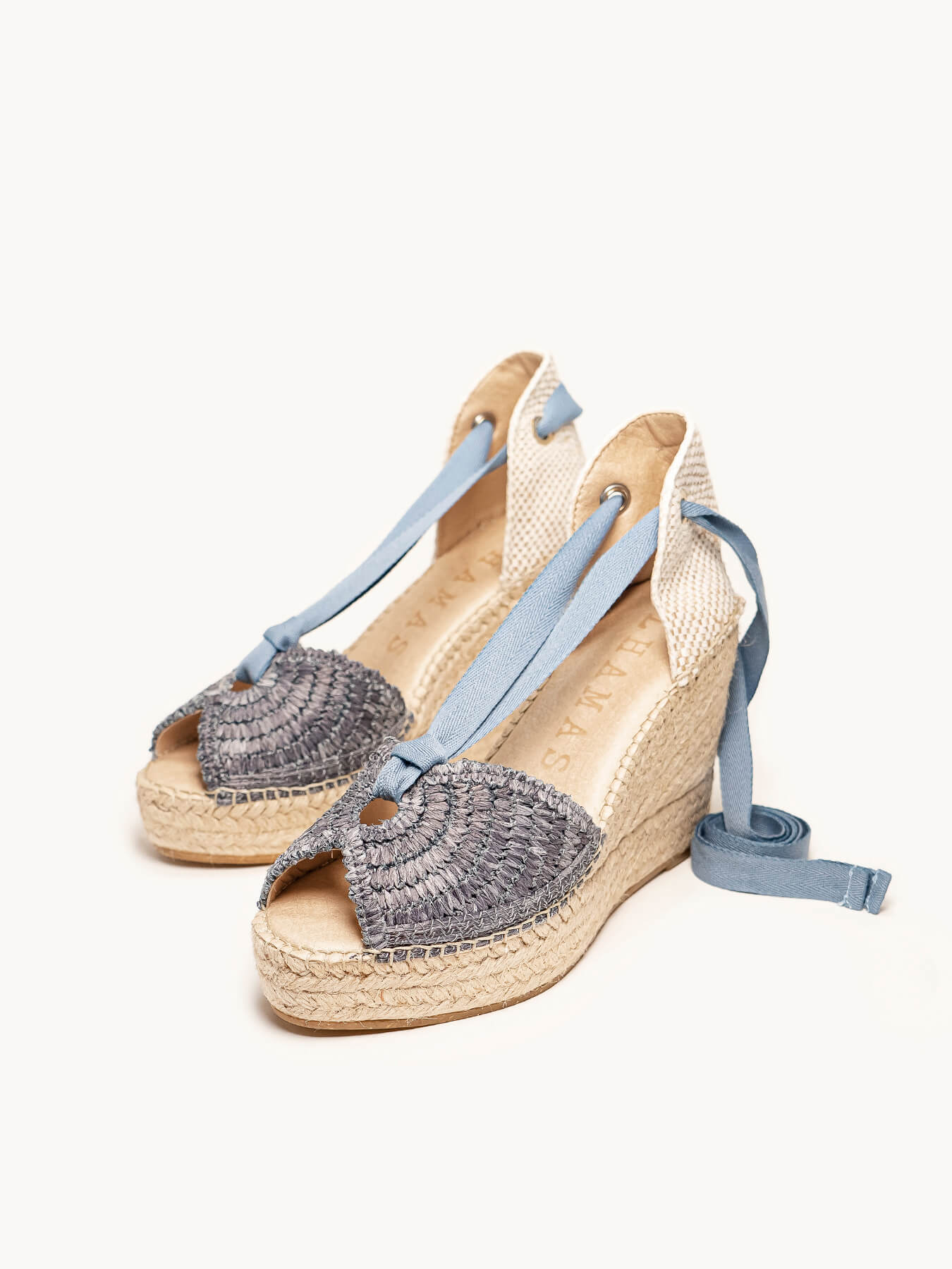 Lirio 10 cm Wedge Raffia Denim Blue