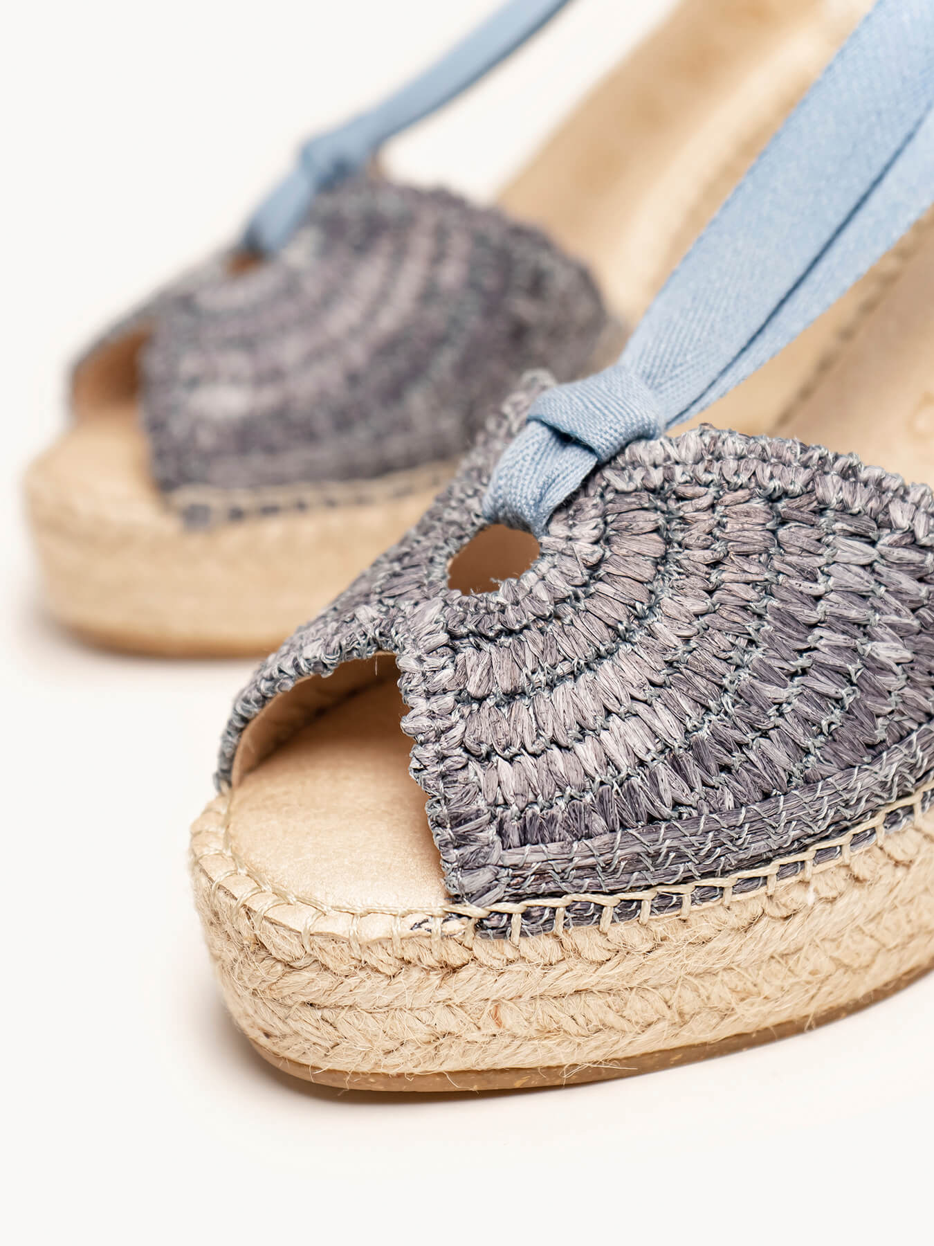 Lirio 10 cm Wedge Raffia Denim Blue