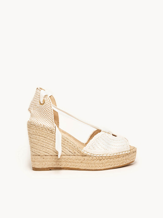 Lirio Cuña Alta Rafia Cintas Blanco