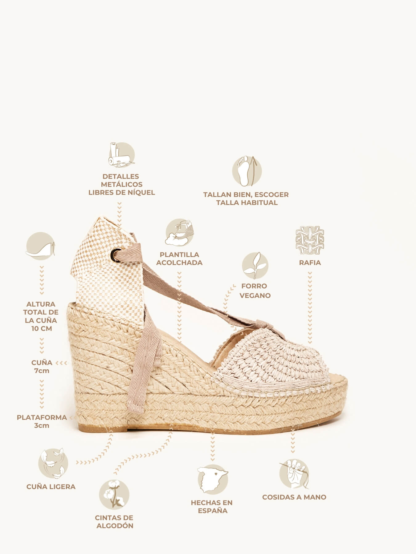 Lirio Cuña Alta Rafia Cintas Piedra