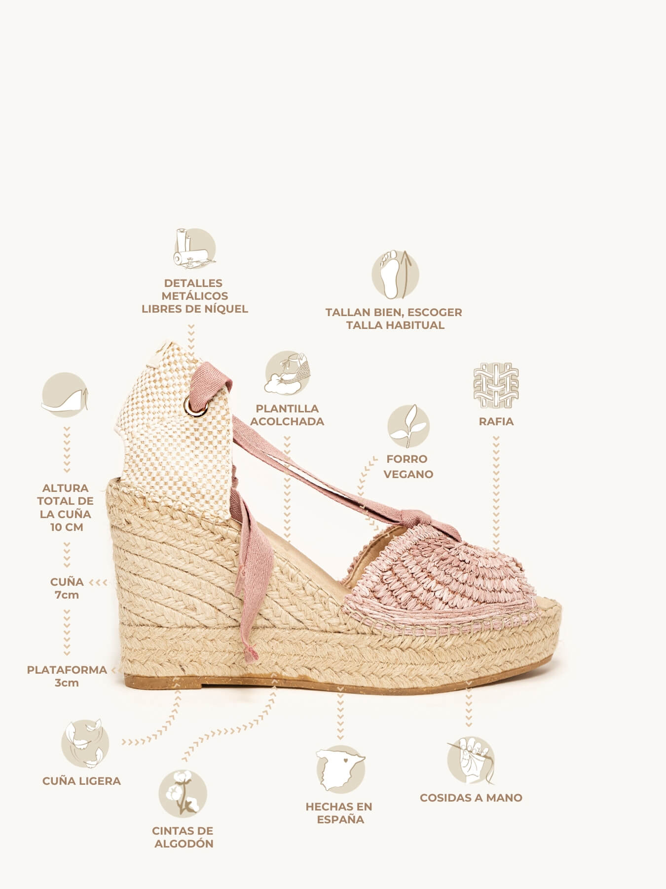 Lirio Cuña Alta Rafia Cintas Rosa Claro