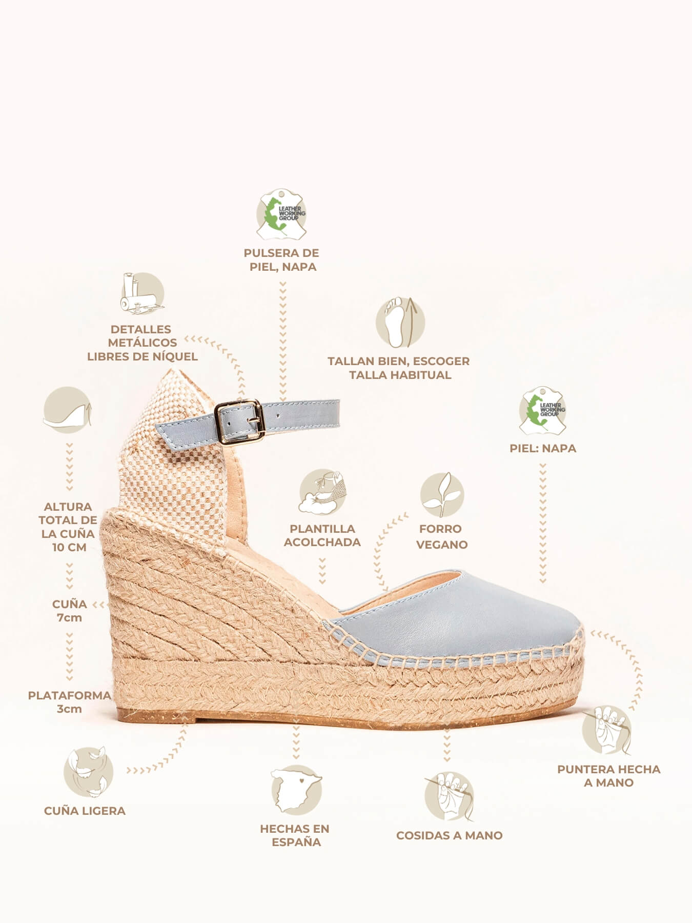 Marga Light Blue Napa High Wedge 