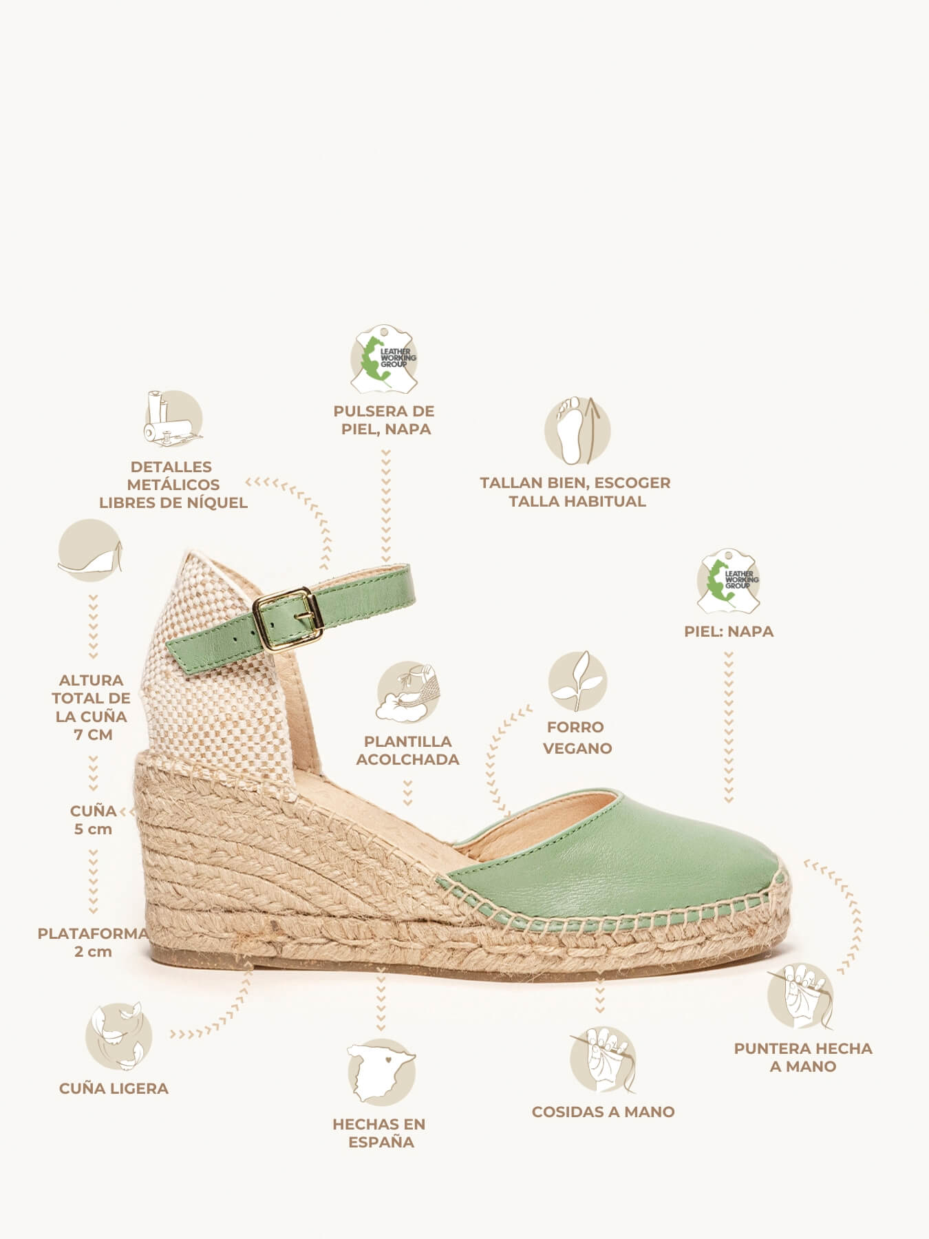 Marga Mid Wedge Napa Green