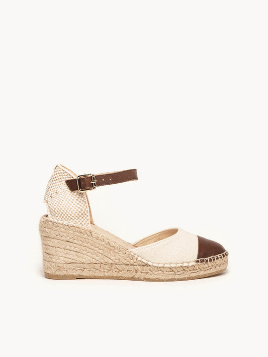 Marga Medium Wedge Napa Linen Marron Demi-cale