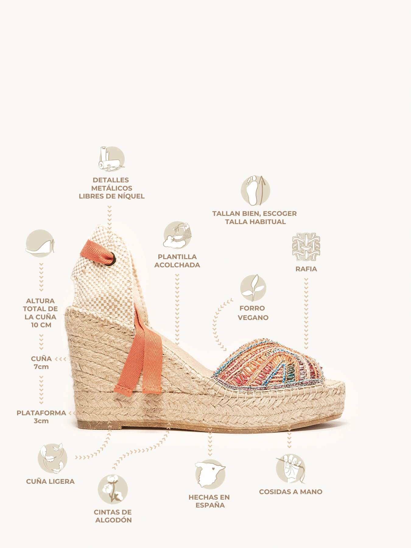 Lirio Orange High Raffia Wedge 