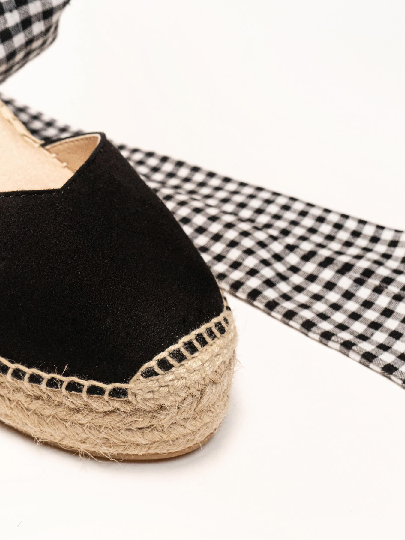 Pack Espadrilhas Cunhas Altas Preto + Cachecol Vichy Preto